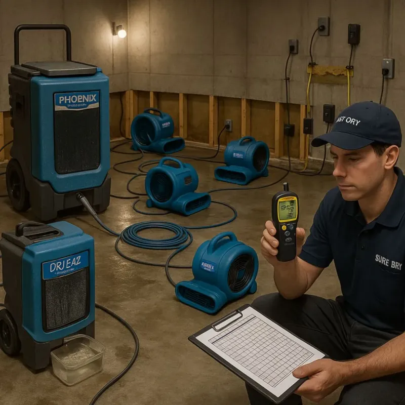 Structural Drying and Dehumidification process in Myrtle Grove, FL